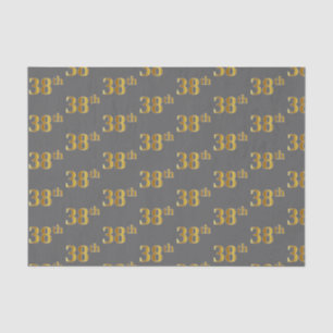 Grey, Faux Gold 38th (Thirty-Eighth) Event Tissue Paper