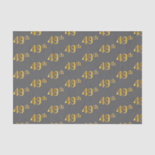 Grey, Faux Gold 49th (Forty-Ninth) Event Tissue Paper