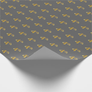 Grey, Faux Gold 4th (Fourth) Event Wrapping Paper