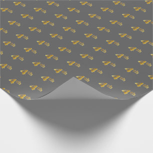Grey, Faux Gold 4th (Fourth) Event Wrapping Paper
