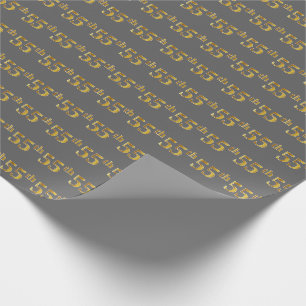 Grey, Faux Gold 55th (Fifty-Fifth) Event Wrapping Paper