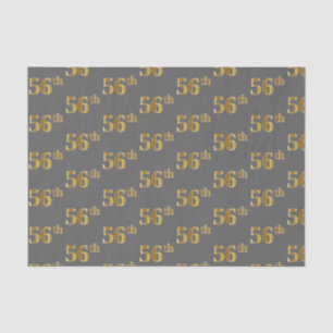 Grey, Faux Gold 56th (Fifty-Sixth) Event Tissue Paper