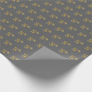 Grey, Faux Gold 5th (Fifth) Event Wrapping Paper