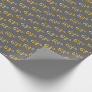 Grey, Faux Gold 68th (Sixty-Eighth) Event Wrapping Paper