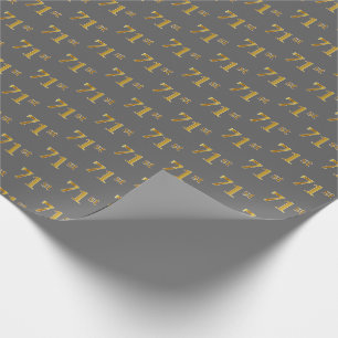 Grey, Faux Gold 71st (Seventy-First) Event Wrapping Paper