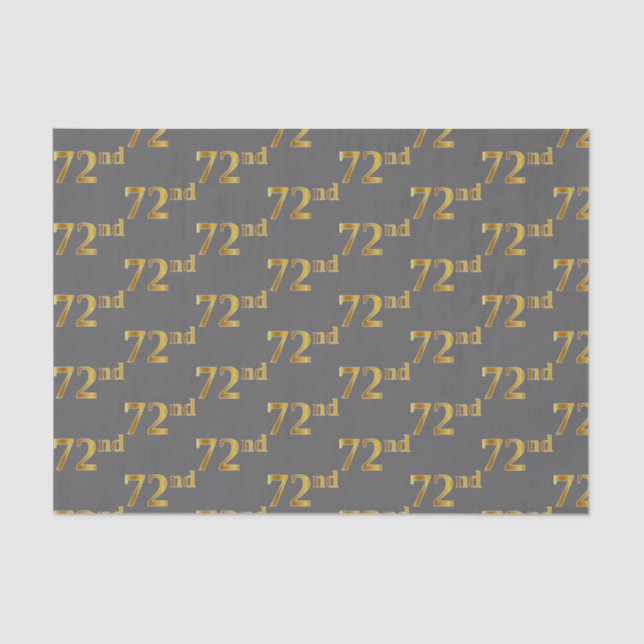 Grey, Faux Gold 72nd (Seventy-Second) Event Tissue Paper (Front)