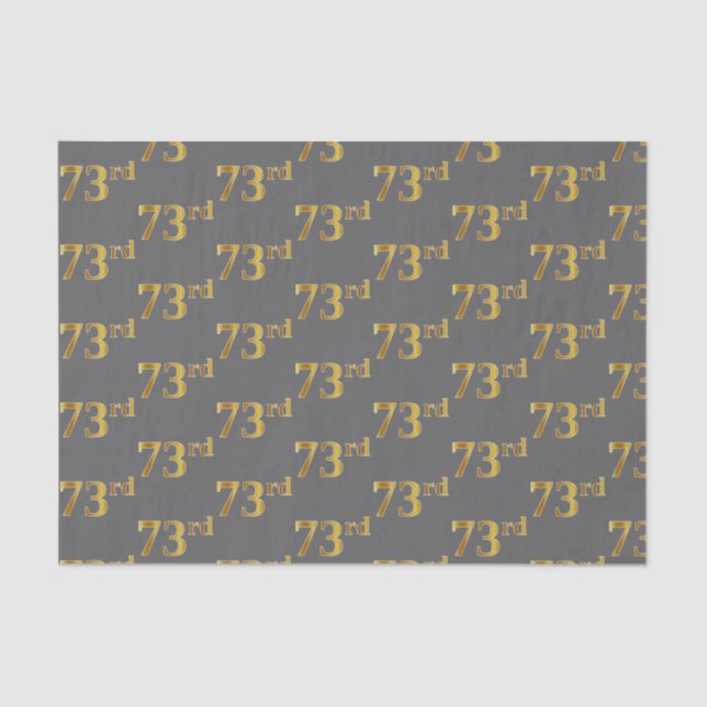 Grey, Faux Gold 73rd (Seventy-Third) Event Tissue Paper (Front)