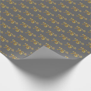 Grey, Faux Gold 76th (Seventy-Sixth) Event Wrapping Paper