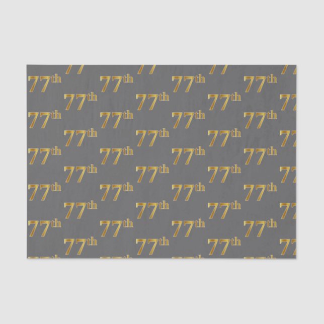 Grey, Faux Gold 77th (Seventy-Seventh) Event Tissue Paper (Front)