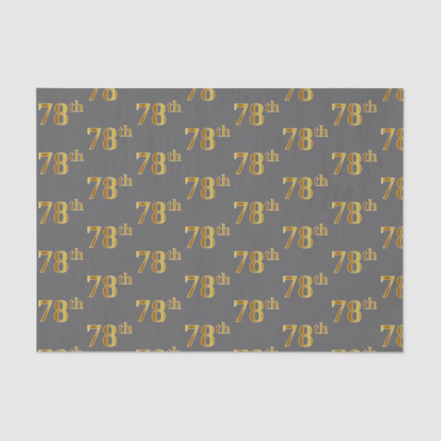 Grey, Faux Gold 78th (Seventy-Eighth) Event Tissue Paper (Front)