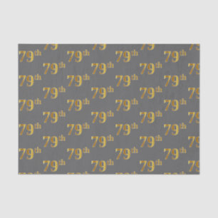 Grey, Faux Gold 79th (Seventy-Ninth) Event Tissue Paper