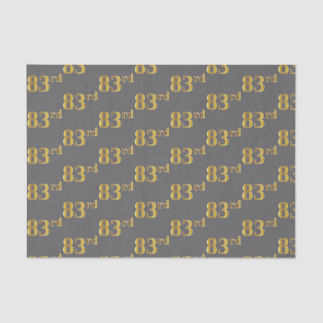 Grey, Faux Gold 83rd (Eighty-Third) Event Tissue Paper (Front)