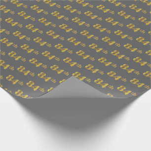 Grey, Faux Gold 84th (Eighty-Fourth) Event Wrapping Paper