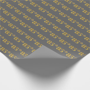 Grey, Faux Gold 85th (Eighty-Fifth) Event Wrapping Paper