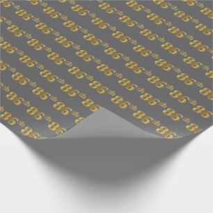 Grey, Faux Gold 86th (Eighty-Sixth) Event Wrapping Paper