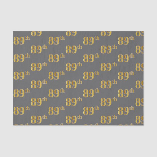 Grey, Faux Gold 89th (Eighty-Ninth) Event Tissue Paper (Front)
