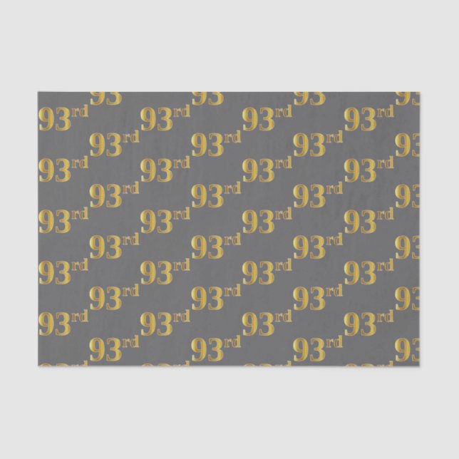 Grey, Faux Gold 93rd (Ninety-Third) Event Tissue Paper (Front)