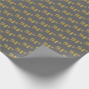 Grey, Faux Gold 94th (Ninety-Fourth) Event Wrapping Paper