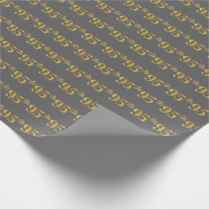 Grey, Faux Gold 95th (Ninety-Fifth) Event Wrapping Paper
