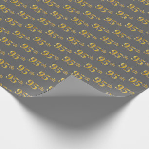 Grey, Faux Gold 95th (Ninety-Fifth) Event Wrapping Paper