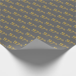 Grey, Faux Gold 97th (Ninety-Seventh) Event Wrapping Paper