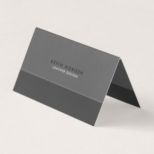 Grey Faux Leather Business Card