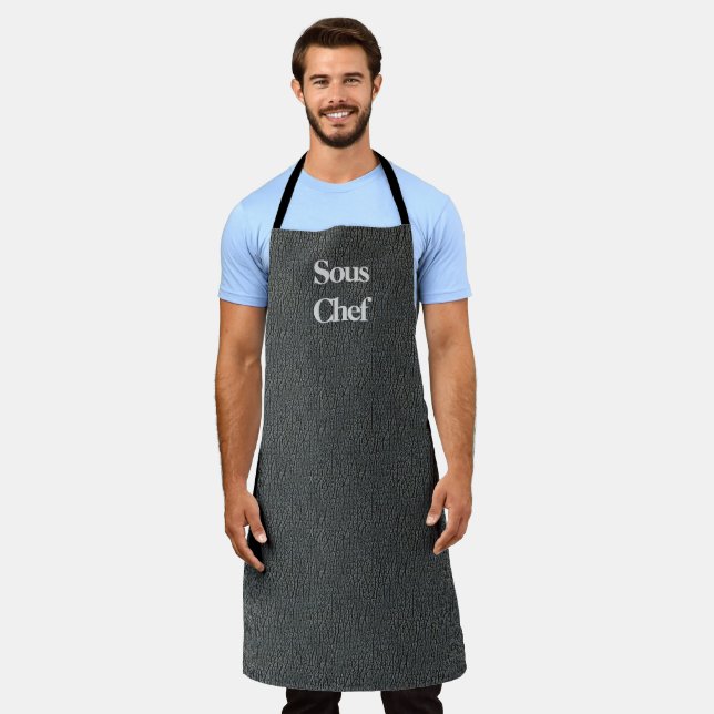 Grey Faux Leather  Restaurant Style  Apron (Worn)