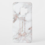 Grey Faux Marble Rose-Gold Accents Monogram Case-Mate Samsung Galaxy S9 Case<br><div class="desc">Simple elegant modern white &  rose-gold faux marbleframe and customisable monogram.</div>