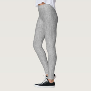 Grey Faux Textured Fabric Look Grey Leggings