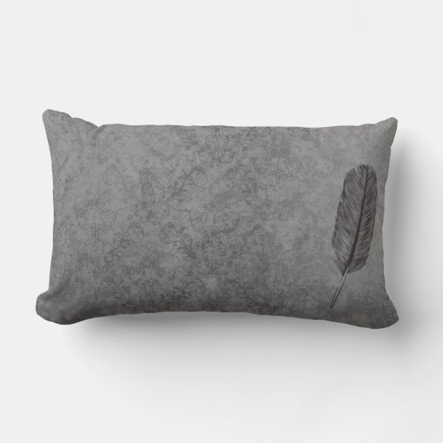 Grey Feather Lumbar Cushion (Front)