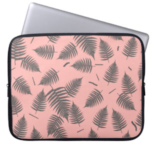 Grey Fern Plant Leaf Pattern Laptop Sleeve