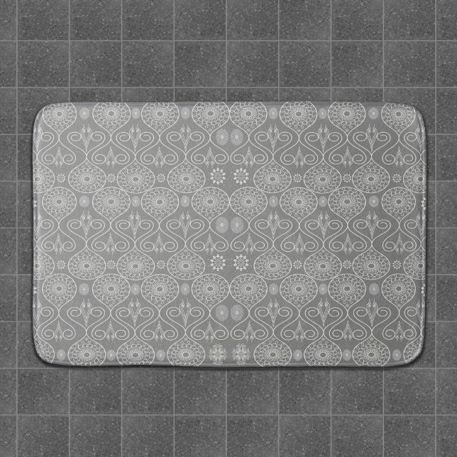 Grey fibrous textile octopus seeds patterned  bath mat (Creator Uploaded)