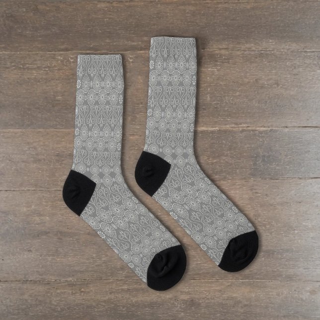Grey fibrous textile octopus seeds patterned socks (Creator Uploaded)