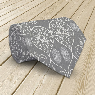 Grey fibrous textile octopus seeds patterned tie