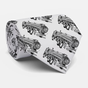 Grey Fire Truck Oil Paint Pattern, Tie