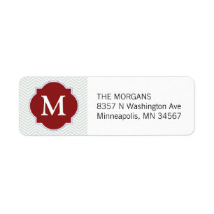 Grey & Firebrick 4 Modern Chevron Custom Monogram