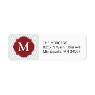 Grey & Firebrick 5 Modern Chevron Custom Monogram