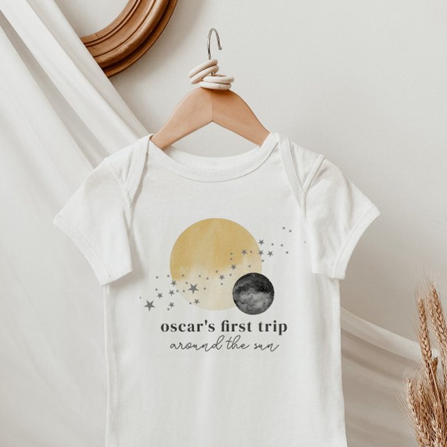 Grey First Trip Around The Sun Baby Bodysuit (Creator Uploaded)