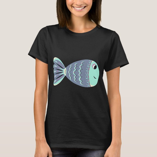 Grey Fish Clip Art Doodle T-Shirt (Front)