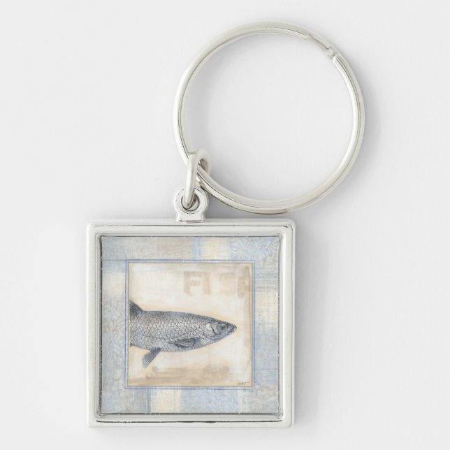 Grey Fish on Beige Background Key Ring (Front)