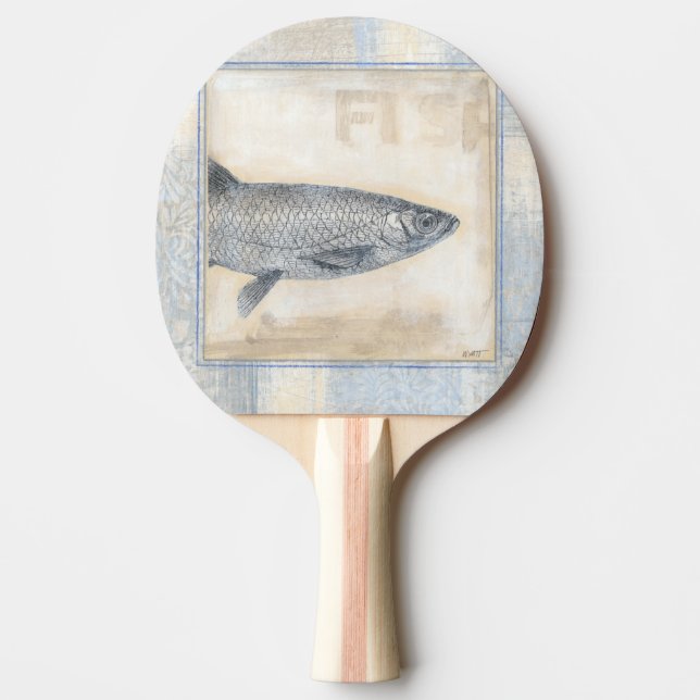 Grey Fish on Beige Background Ping Pong Paddle (Front)