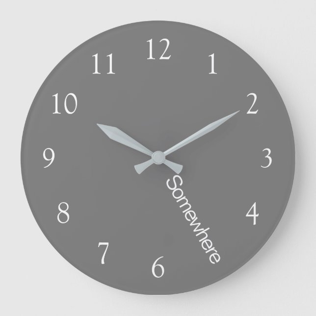 Grey Five O'Clock Somewhere Large Clock (Front)