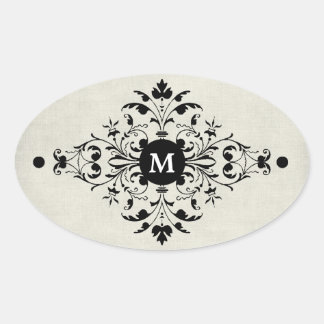 Grey Flannel Monogram Oval Sticker