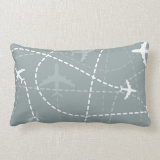 Grey Flight Path Pattern Lumbar Cushion
