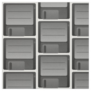 Grey Floppy Disc Pattern Fabric