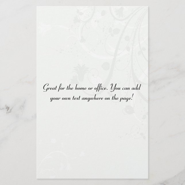 Grey Floral Background Stationery (Front)