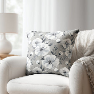 Grey Floral Cushion
