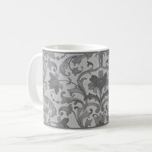 Grey Floral Damask Coffee Mug