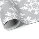 Grey Floral Damask Symetric Royal Bridal Wedding Wrapping Paper<br><div class="desc">Delicate Grey White Composition
florenceK design</div>