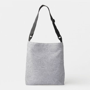 Grey Floral Embossed Look Crossbody Bag